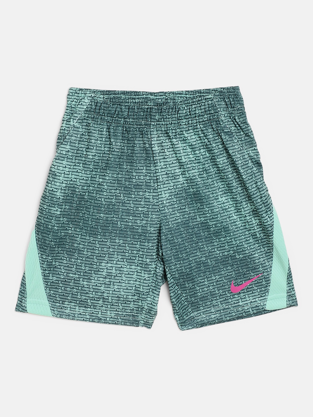 

Nike Boys Sea Green Statement Brand Logo Print Dri-FIT Sports Shorts