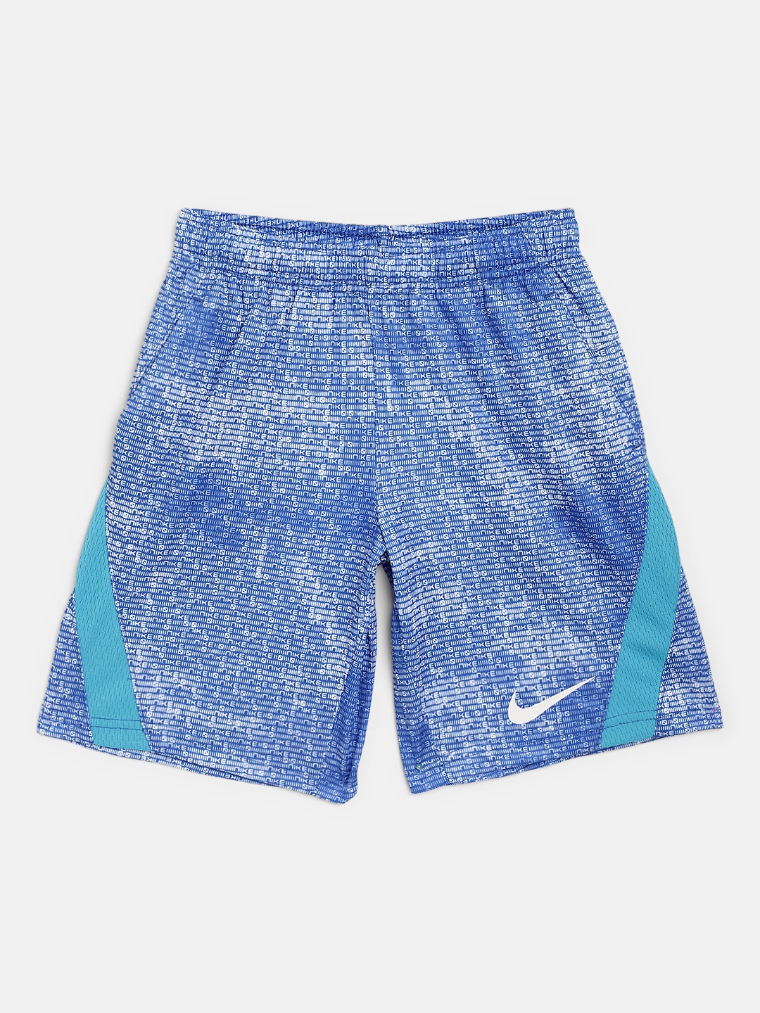 

Nike Boys Blue & White Statement Brand Logo Print Dri-FIT Sports Shorts