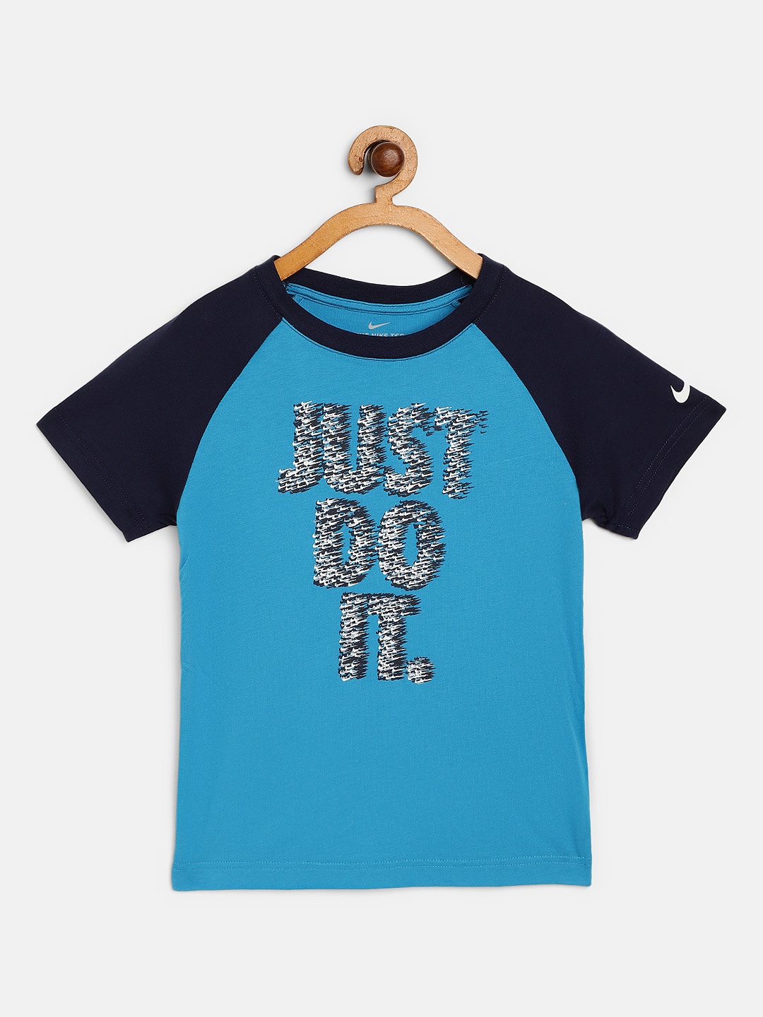 

Nike Boys Blue Pure Cotton JDI Swoosh Swarm Round Neck Pure Cotton T-shirt