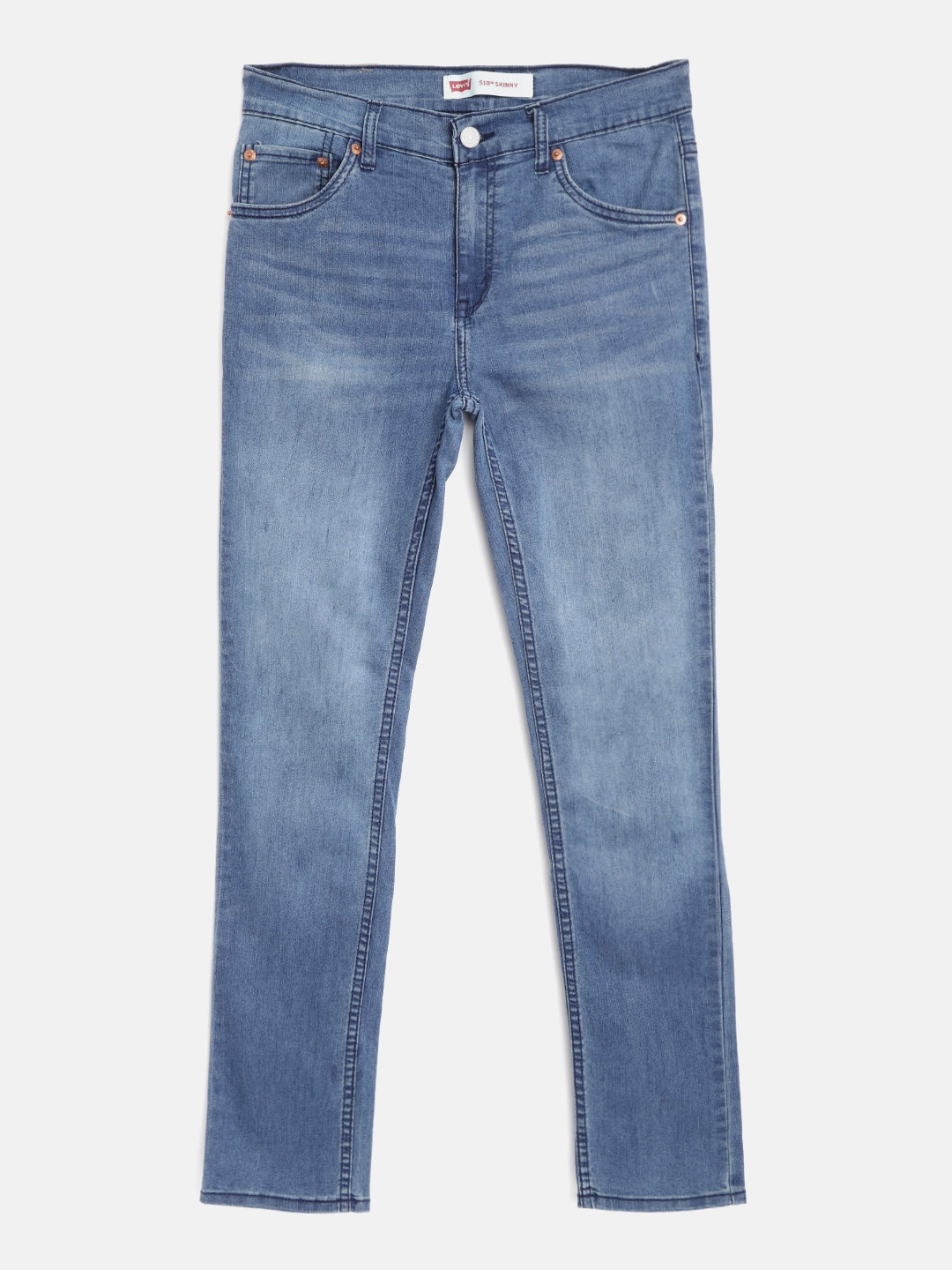 

Levis Boys Blue 510 Skinny Fit Mid-Rise Clean Look Lightweight Stretchable Jeans