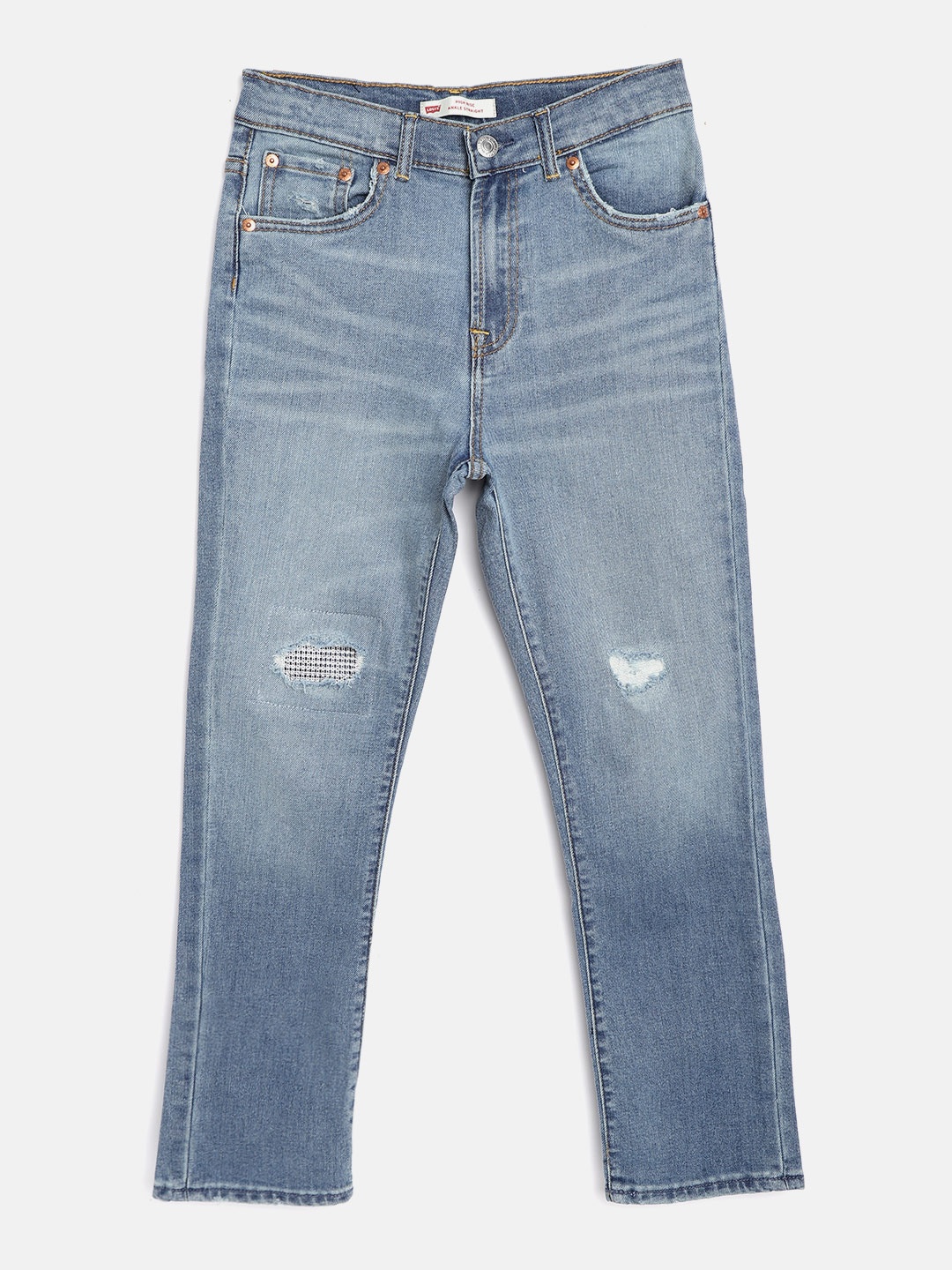 

Levis Girls Blue Straight Fit High-Rise Mildly Distressed Stretchable Jeans