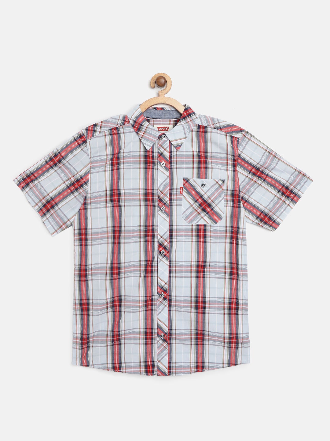 

Levis Boys Blue & Red Pure Cotton Regular Fit Checked Casual Shirt