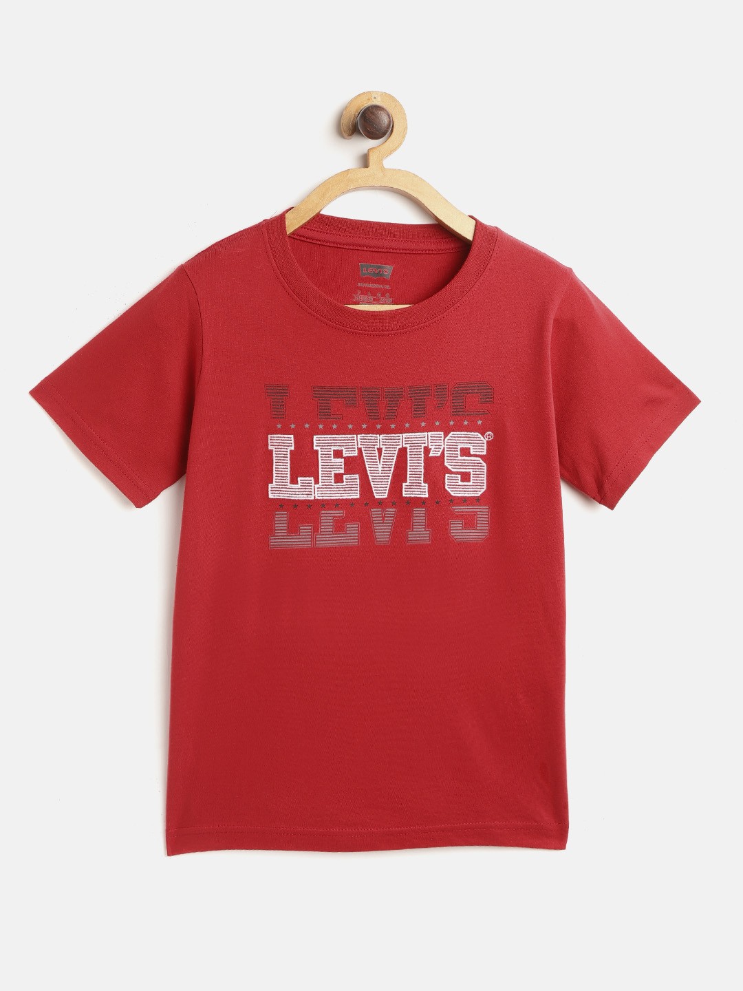 

Levis Boys Red Brand Logo Embroidered Round Neck Pure Cotton T-shirt