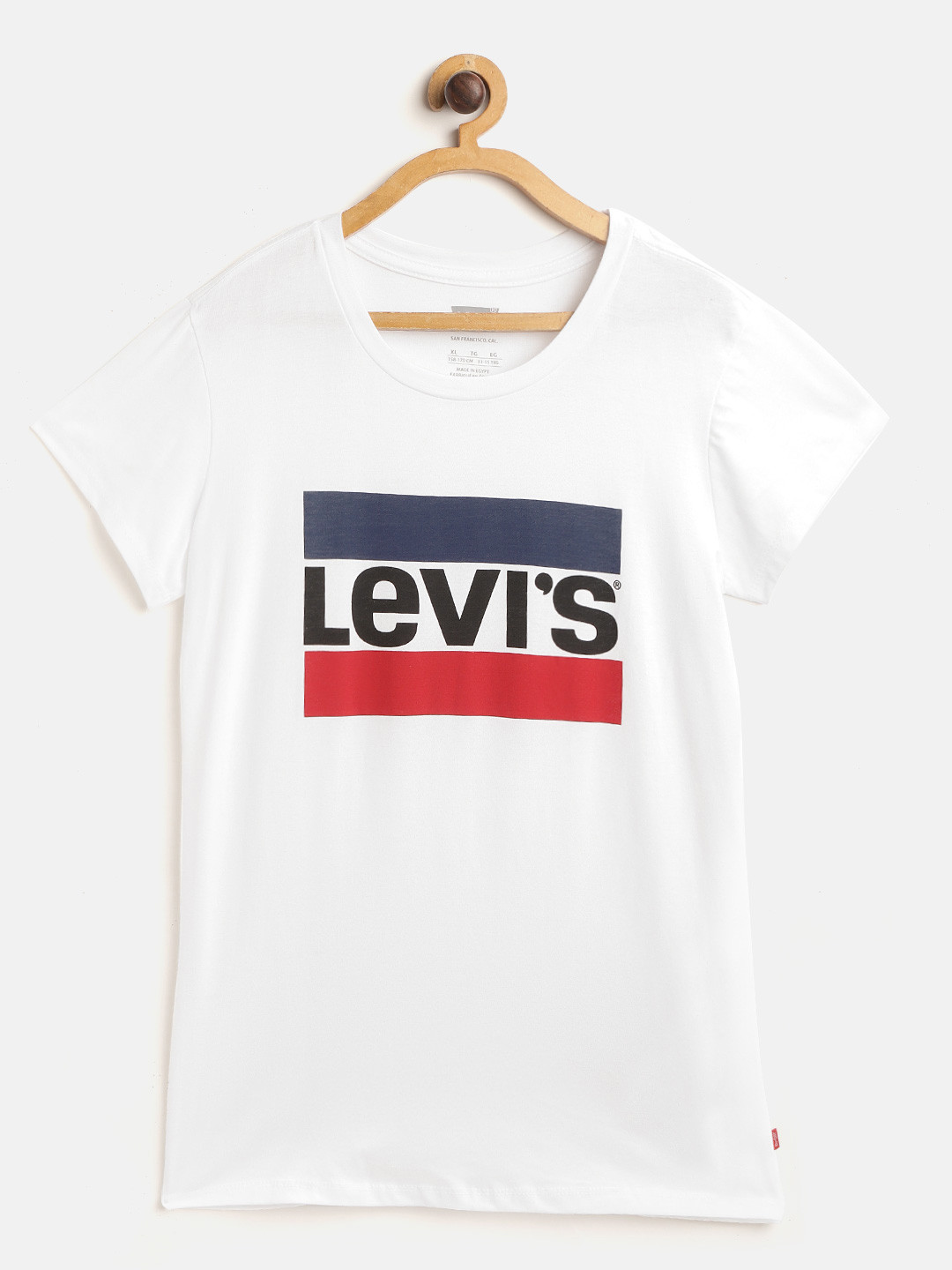 

Levis Girls White & Navy Pure Cotton Brand Logo Print Round Neck T-shirt