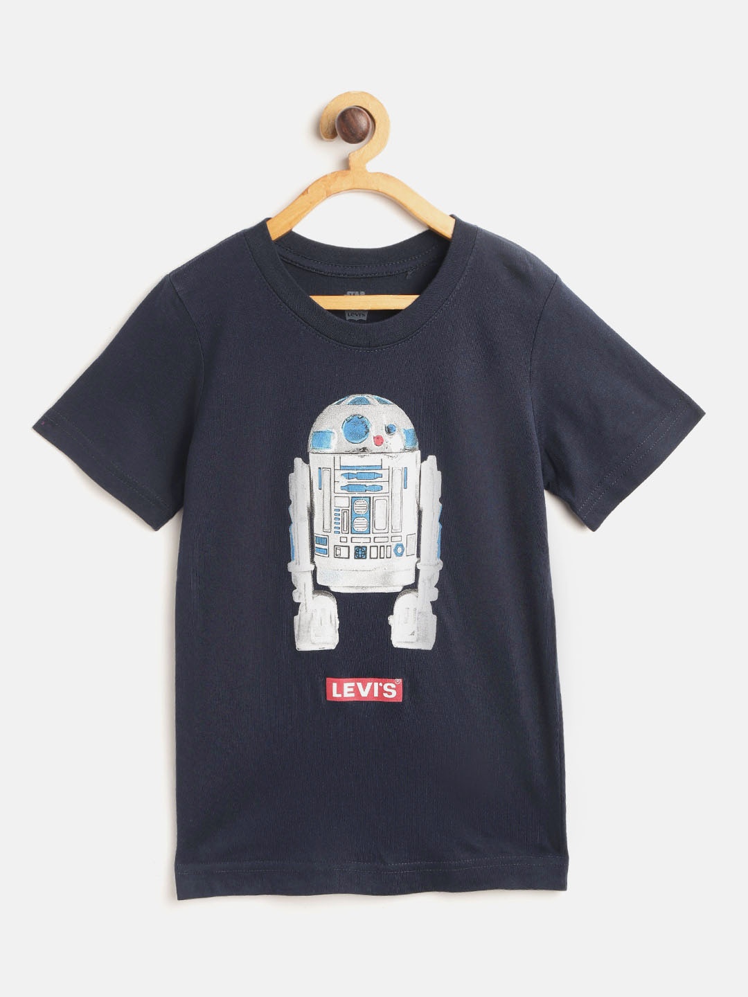 

Levis Boys Navy Blue R2D2 Print Round Neck Pure Cotton T-shirt