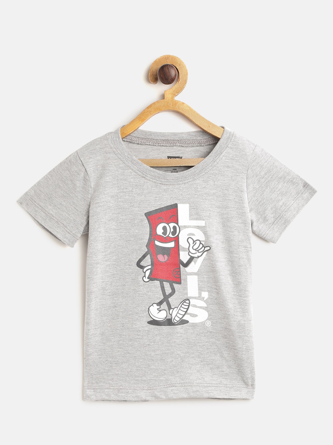 

Levis Boys Grey Melange & White Brand Logo Print Round Neck T-shirt