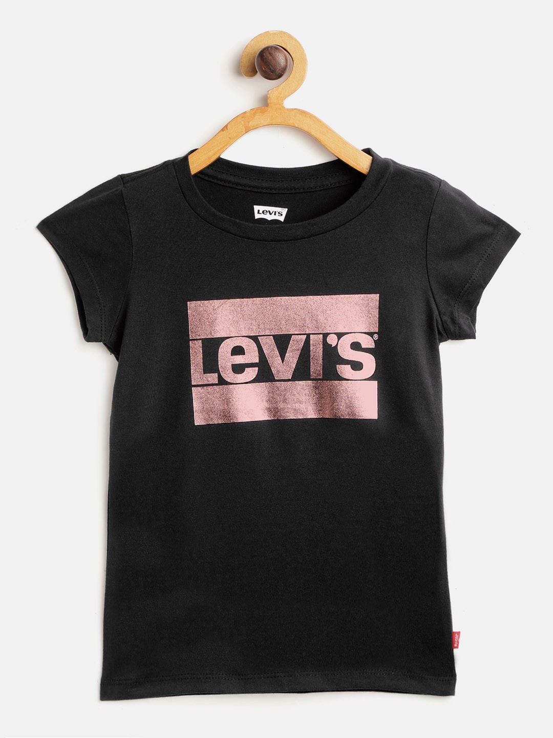 

Levis Girls Black Pure Cotton Brand Logo Print Round Neck T-shirt