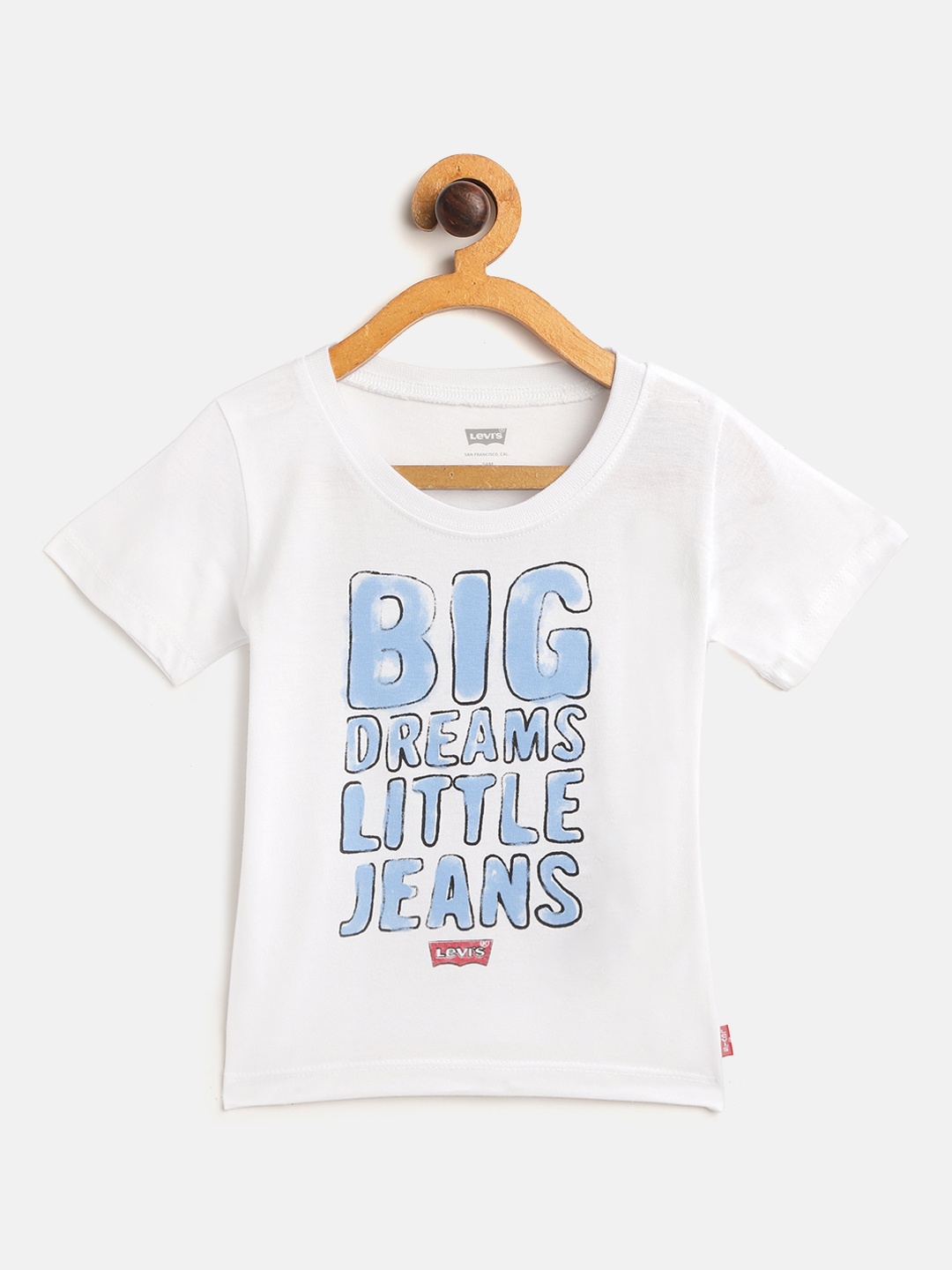 

Levis Infant Boys White Blue Slogan Print Round Neck Pure Cotton T-shirt