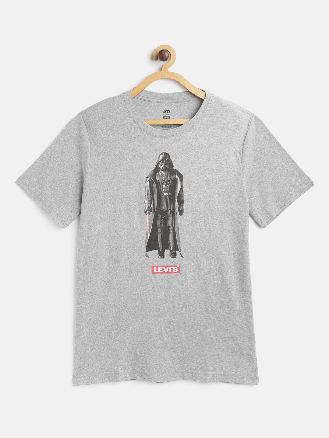 

Levis Boys Grey Melange & Black Darth Vader Print Round Neck T-shirt