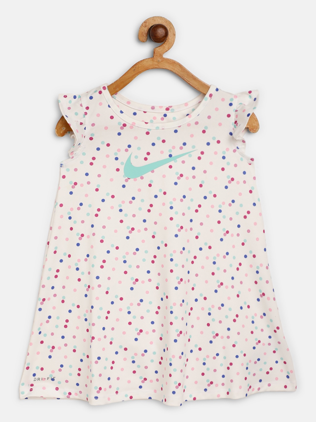 

Nike Infant Girls White & Blue Allover Dot Print Dri-FIT A-Line Dress with Briefs