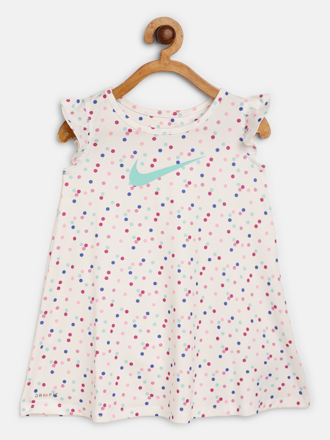 

Nike Infant Girls White & Blue Allover Dot Print Dri-FIT A-Line Dress with Briefs