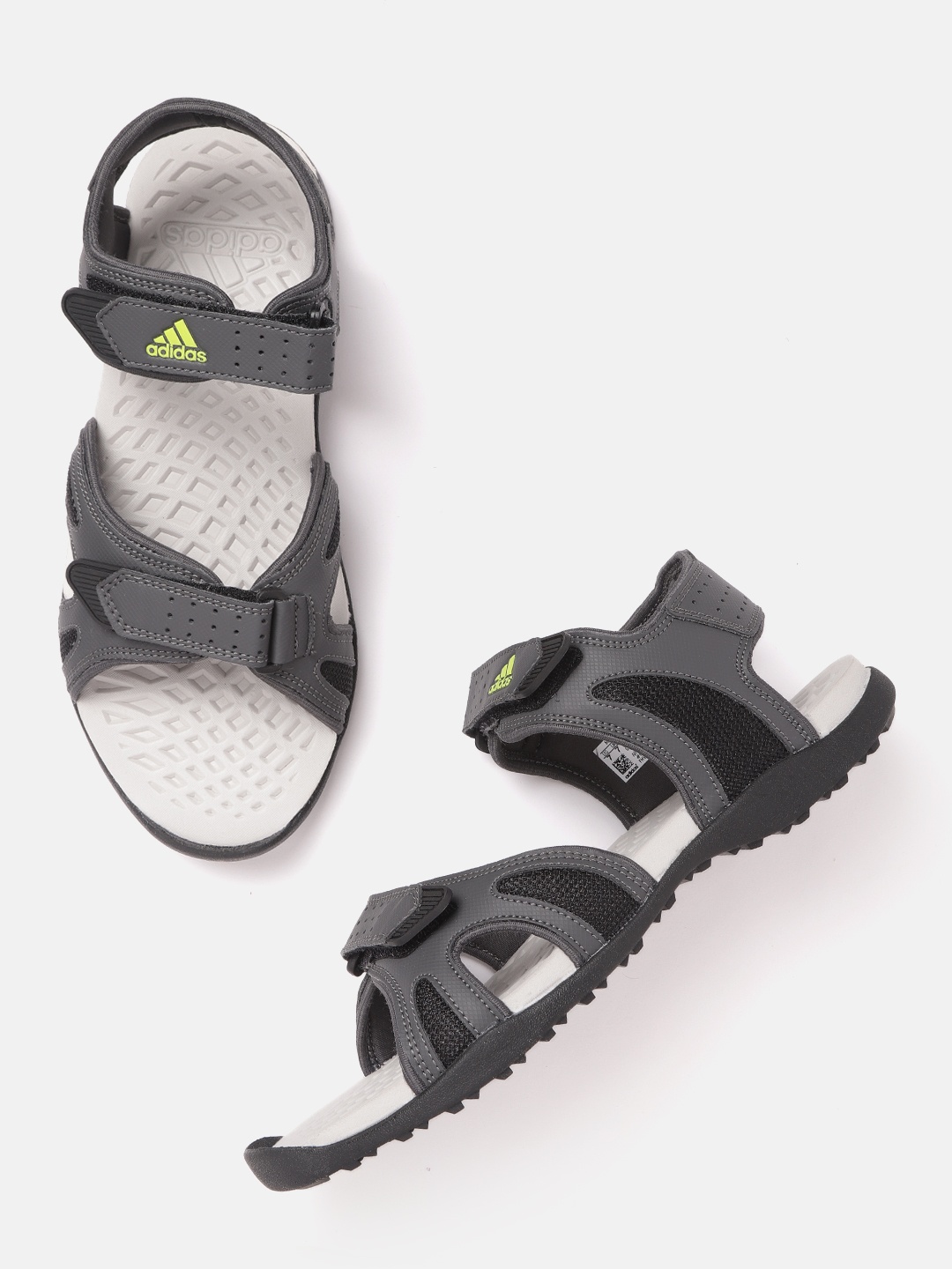 

ADIDAS Men Charcoal Grey Brand Logo Print Detail Namche Perforated Sports Sandals
