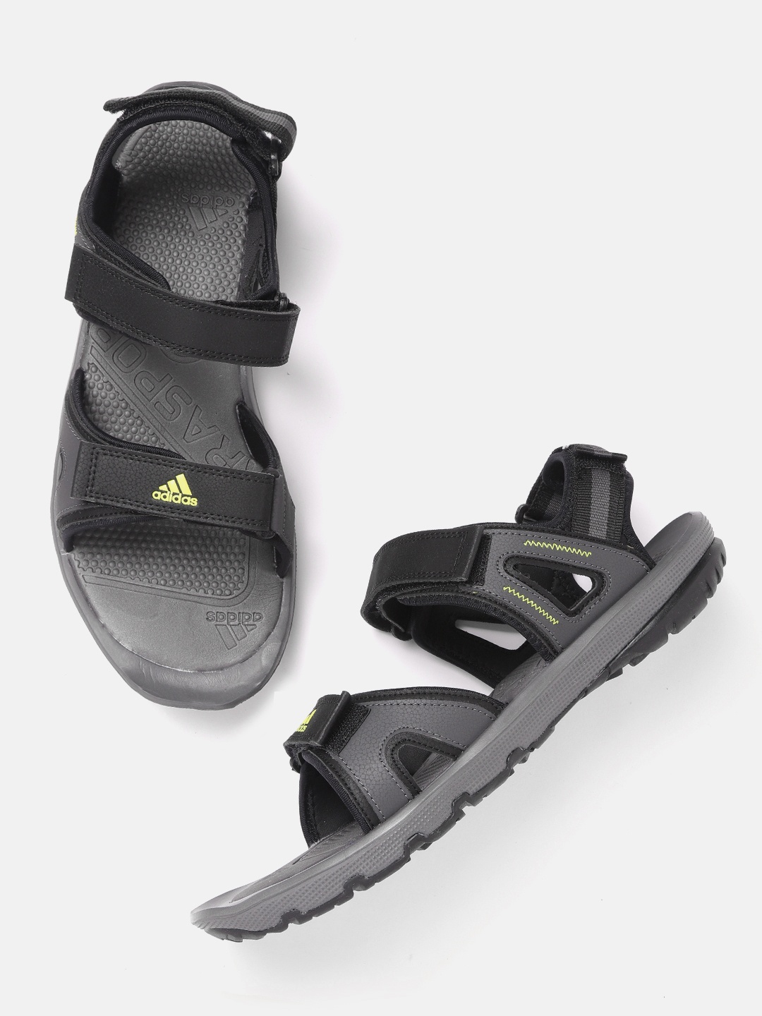 

ADIDAS Men Black Brand Logo Print Detail Retra Light Outdoor Sports Sandals