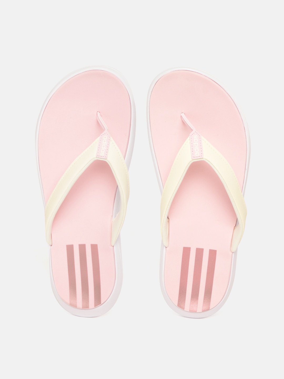 

ADIDAS Women Off-White & Pink Comfort Solid Thong Flip-Flops