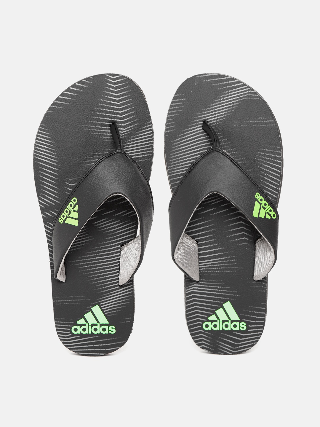 

ADIDAS Men Black & Grey Striped IND Comfort Thong Flip-Flops