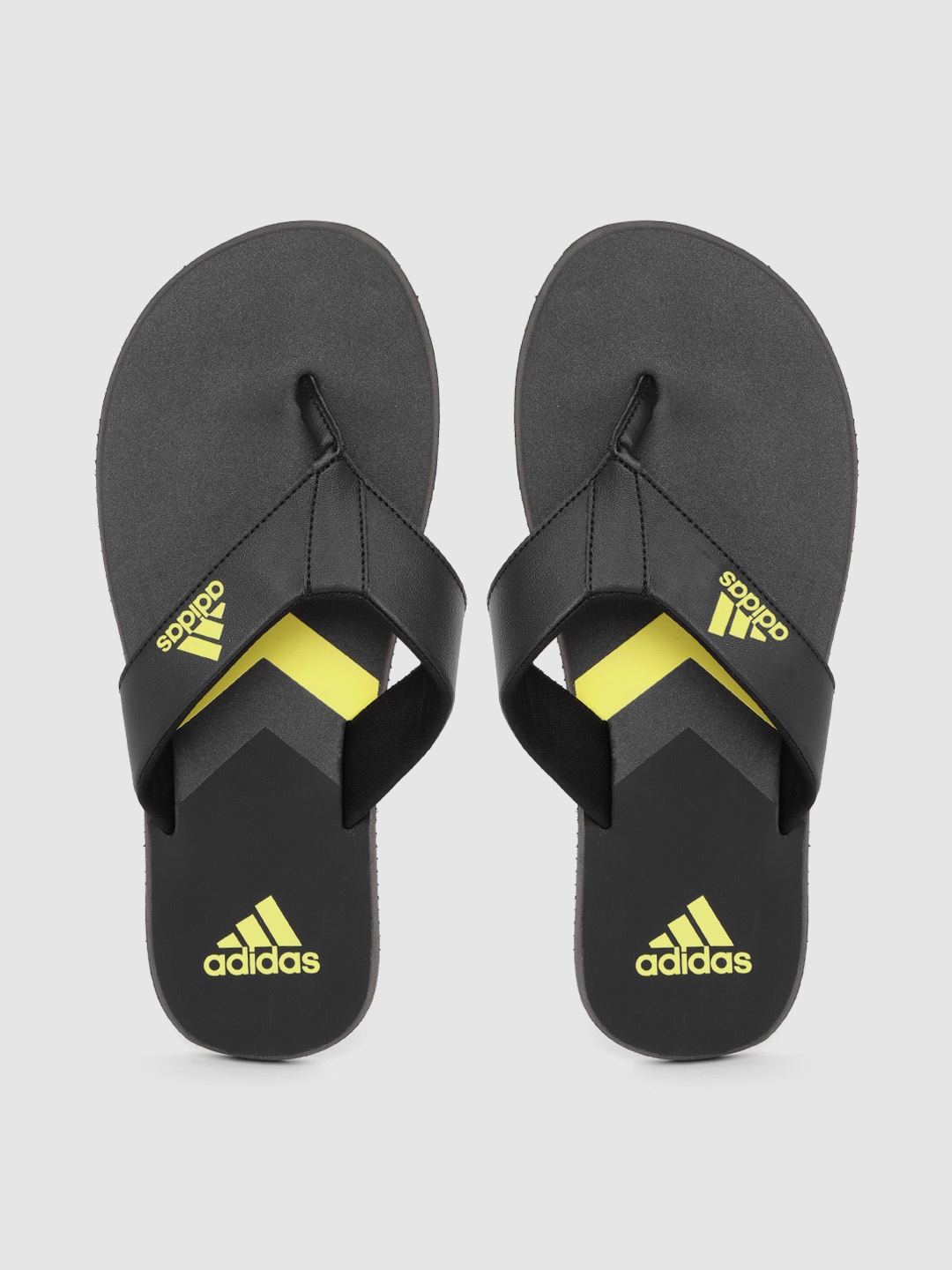 

ADIDAS Men Black & Yellow Colourblocked Thong Flip-Flops