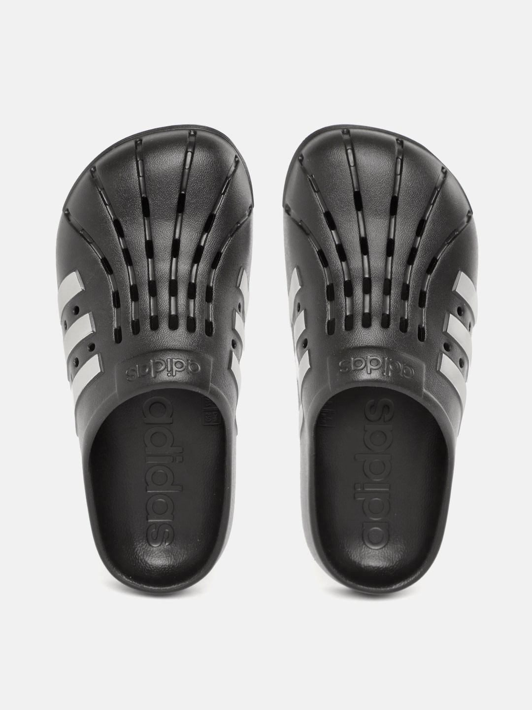 

ADIDAS Unisex Black & Silver-Toned Laser Cuts Starlette Clogs