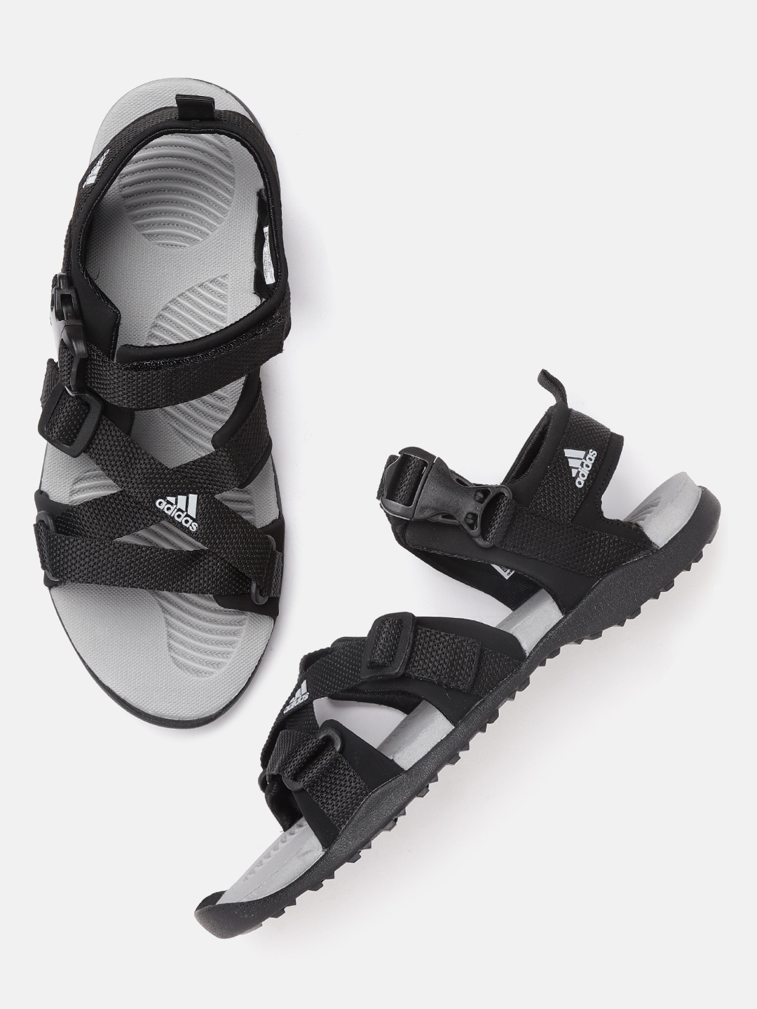 

ADIDAS Men Black Self Design Glad 2.0 Sports Sandals