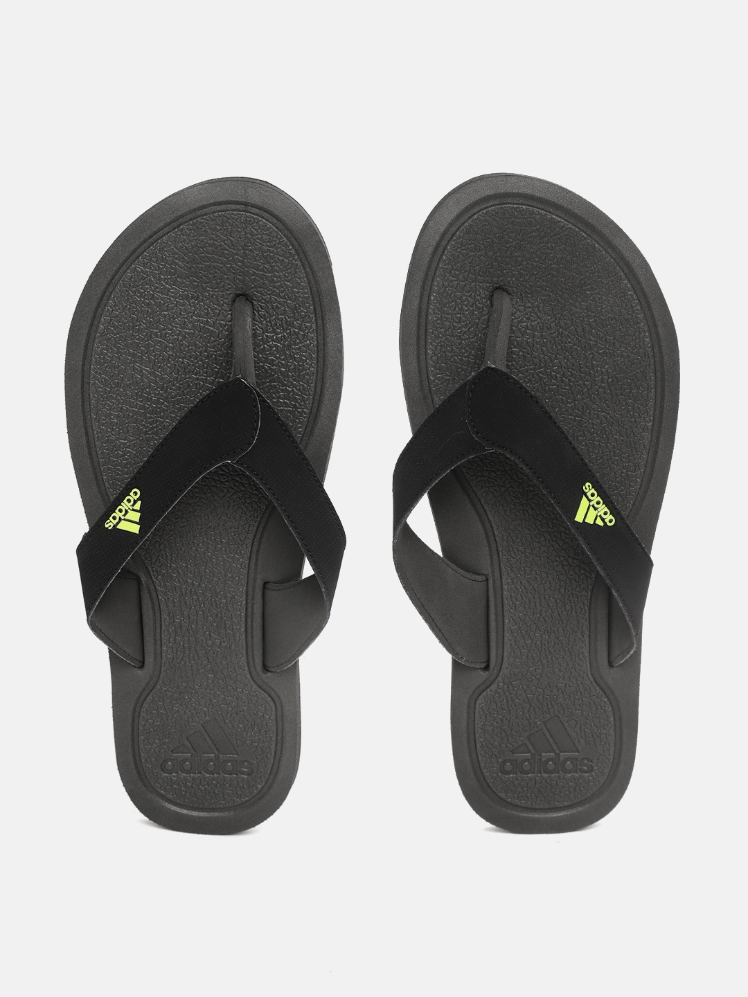 

ADIDAS Men Black & Charcoal Grey Textured Stabile Thong Flip-Flops