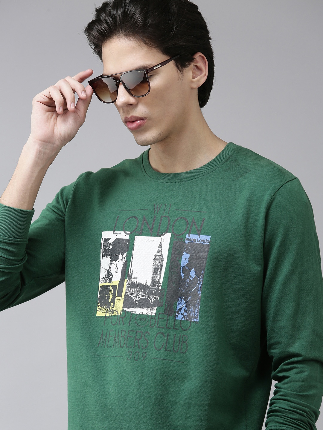 

BEAT LONDON by PEPE JEANS Men Green Printed Sweatshirt