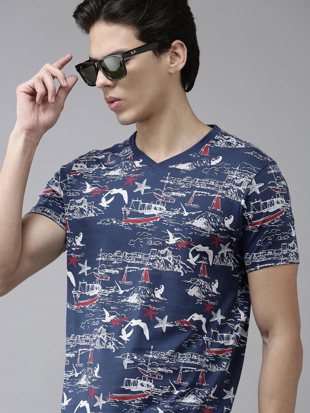 

BEAT LONDON by PEPE JEANS Men Blue Printed T-shirt