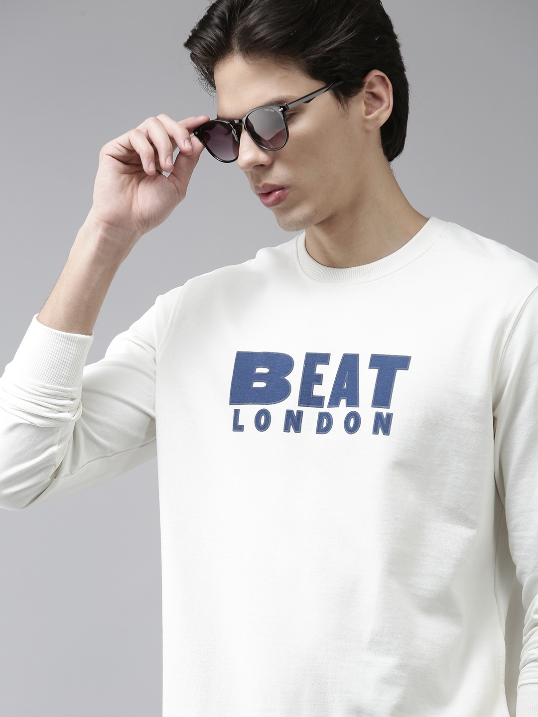 

BEAT LONDON by PEPE JEANS Men White Brand Logo Printed Sweatshirt
