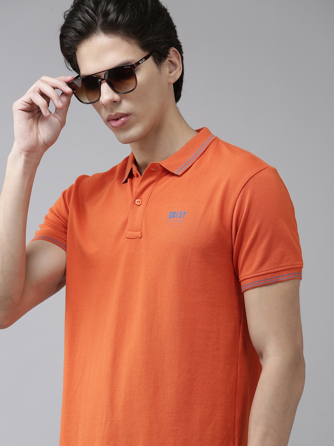 

BEAT LONDON by PEPE JEANS Men Orange Brand Logo Polo Collar T-shirt