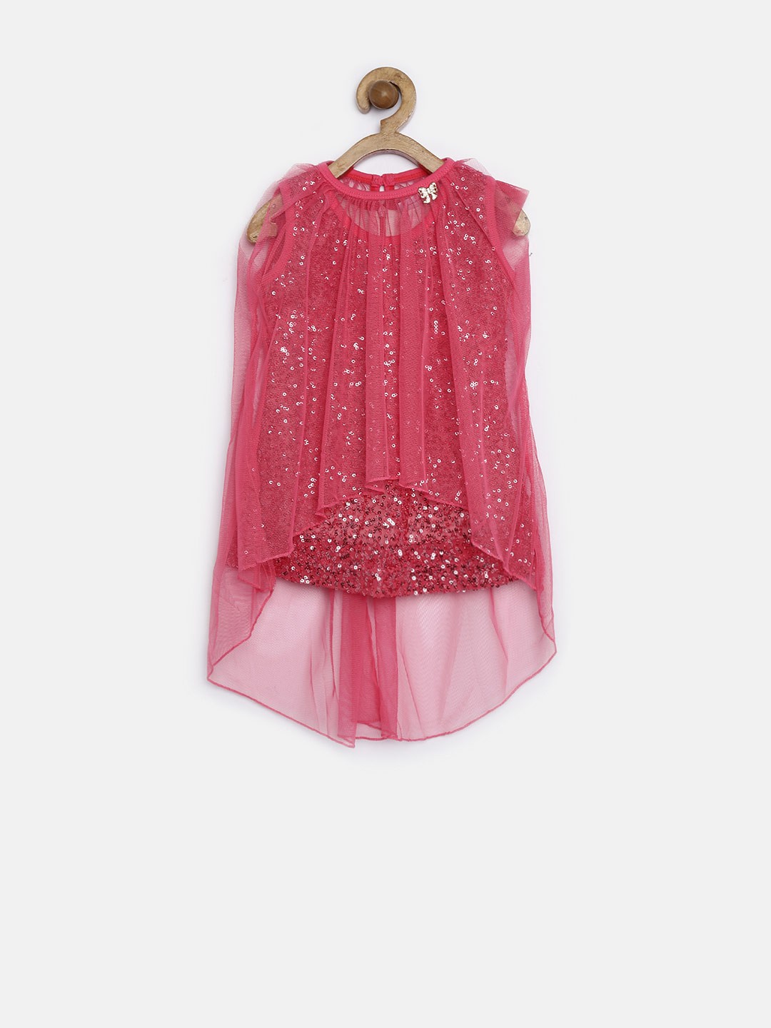 

Peppermint Girls Pink Sequinned Net A-Line Dress