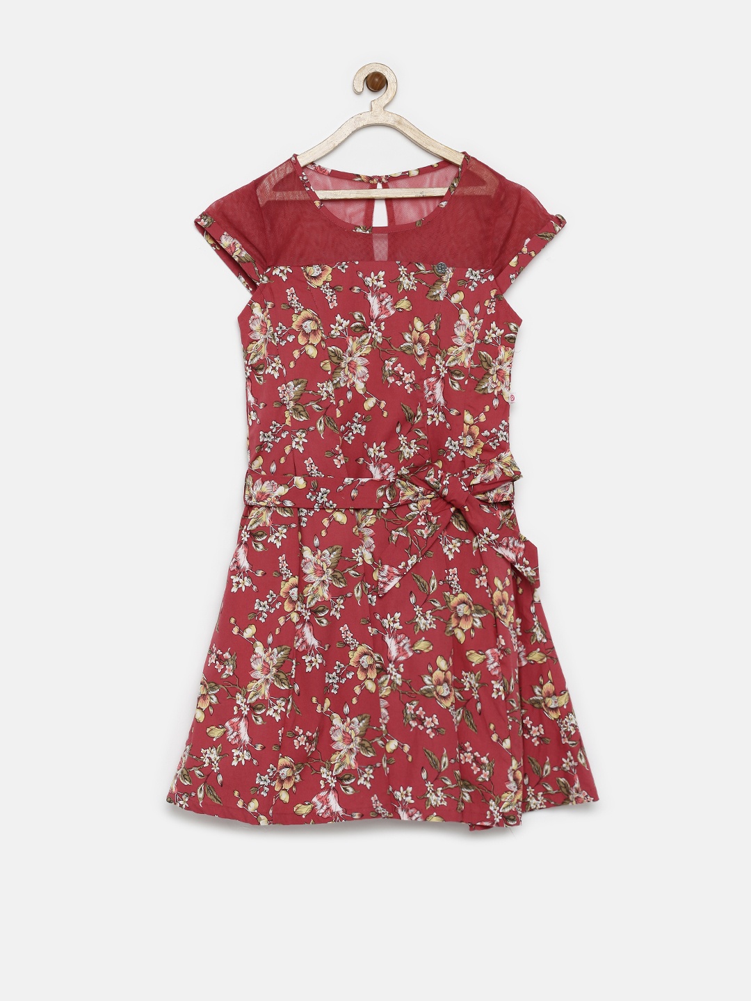 

Peppermint Girls Red Floral Print Fit & Flare Dress