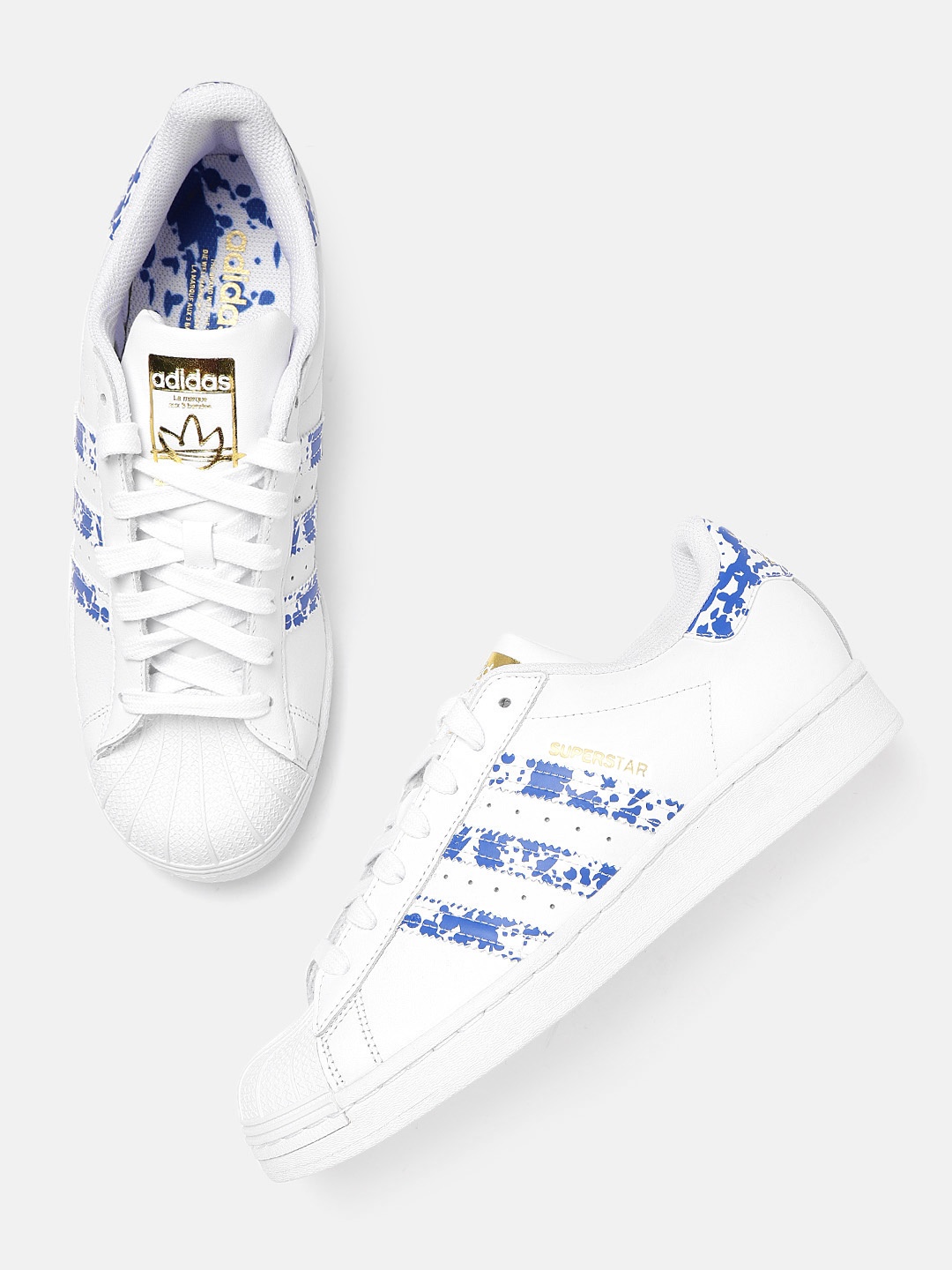 

ADIDAS Originals Men White & Blue Superstar Printed Detail Sneakers