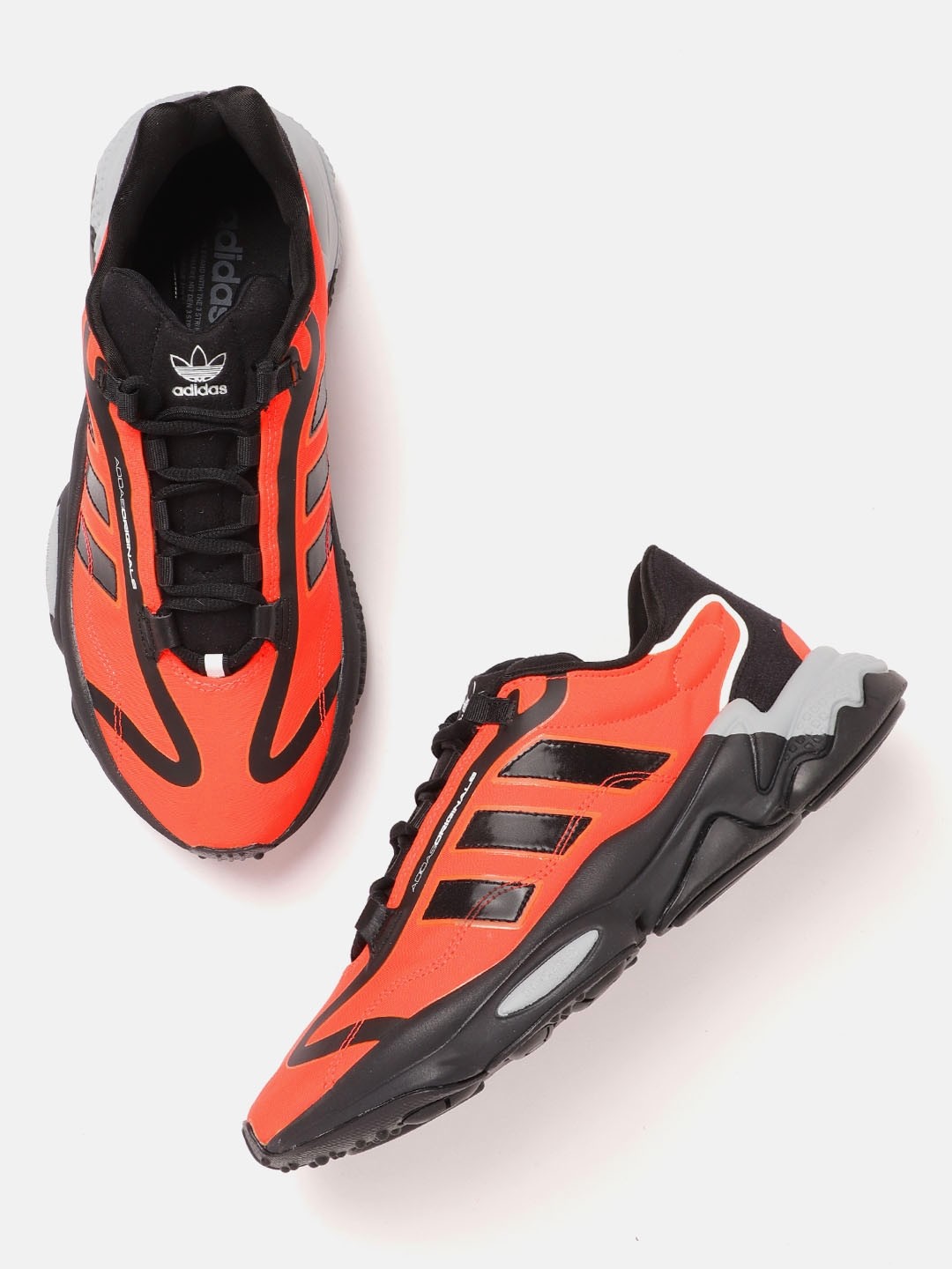 

ADIDAS Originals Men Coral Orange & Black OZWEEGO Big Logo Sneakers