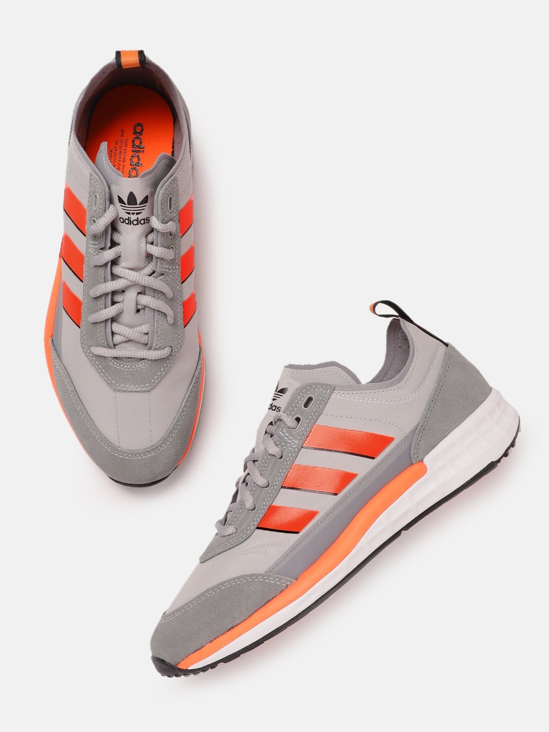 

ADIDAS Originals Men Grey & Orange Colourblocked SL 7200 Sneakers