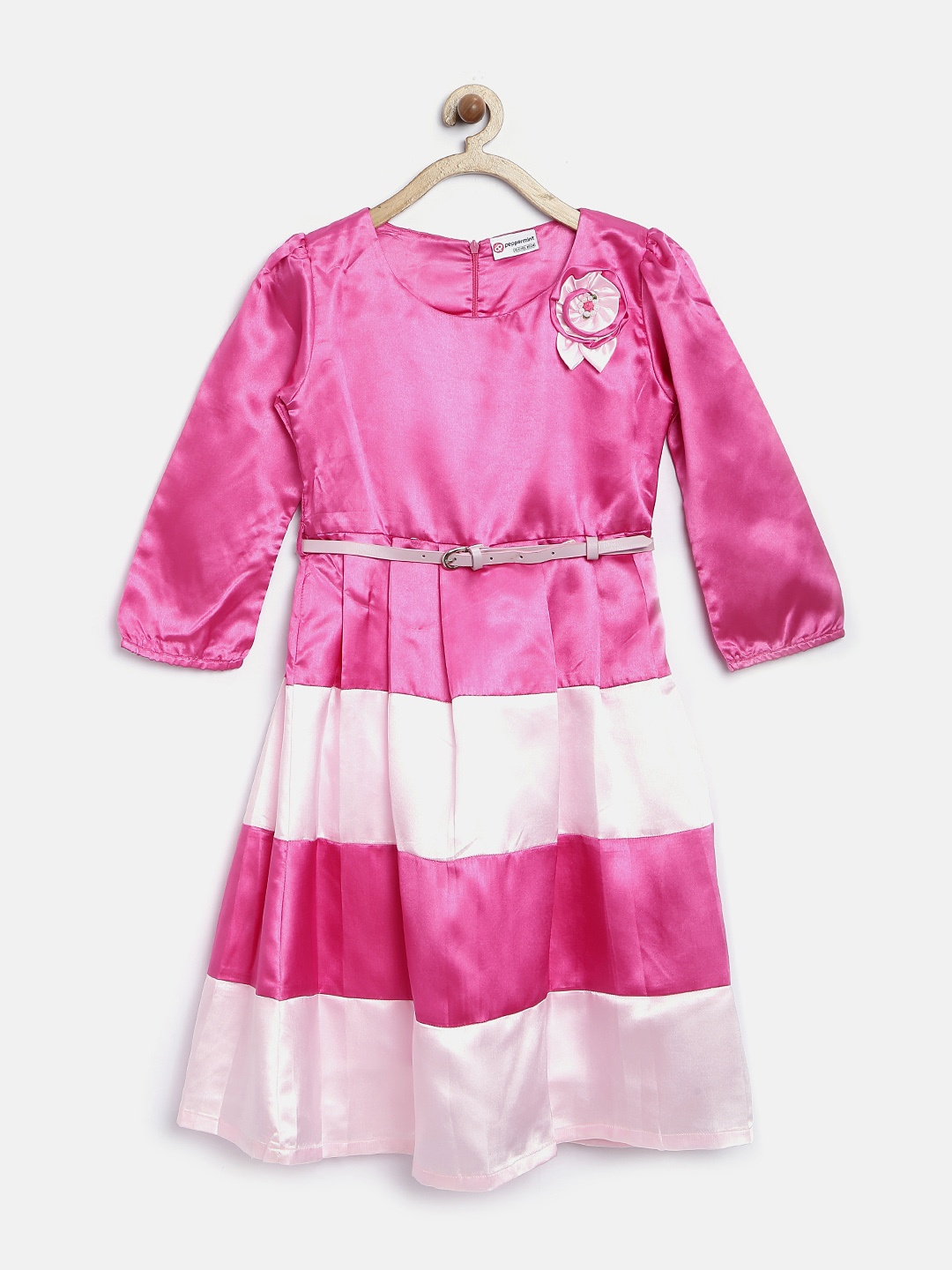 

Peppermint Girls Pink Polyester Pleated Fit & Flare Dress