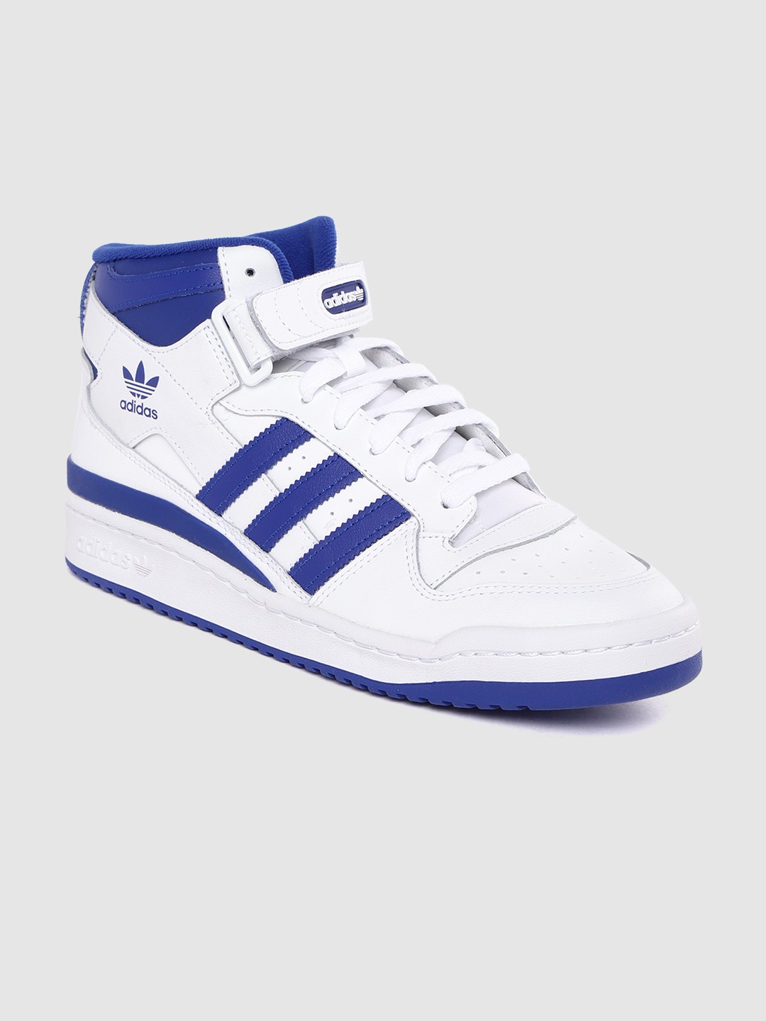 

ADIDAS Originals Men White & Blue Forum Mid RT Basics Leather Perforated Sustainable Sneakers