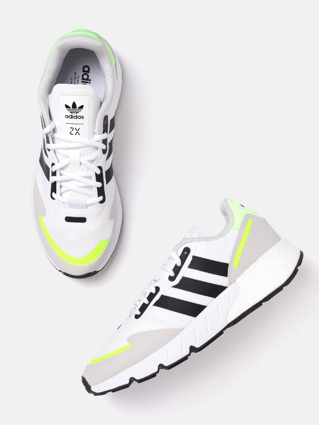 

ADIDAS Originals Men White & Grey Colourblocked ZX 1K Boost Sneakers