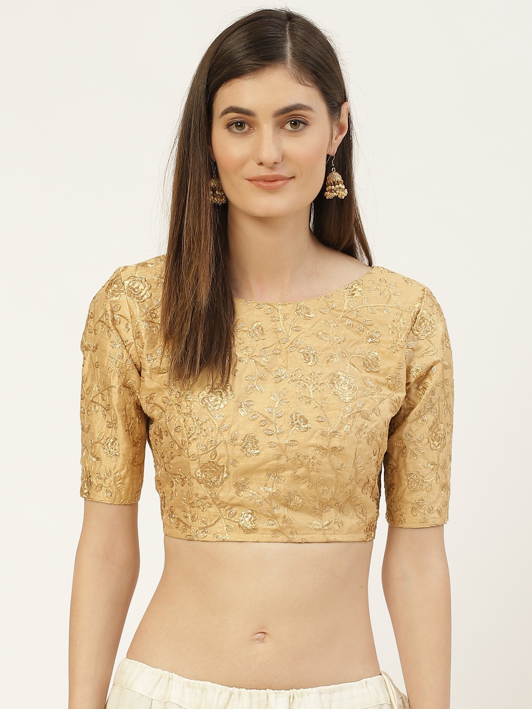 

Studio Shringaar Beige & Golden Zari Embroidered Saree Blouse