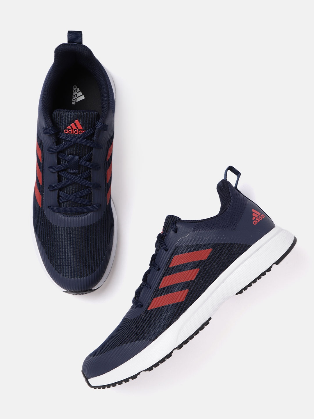 

ADIDAS Men Navy Blue Self Striped Racard Running Shoes