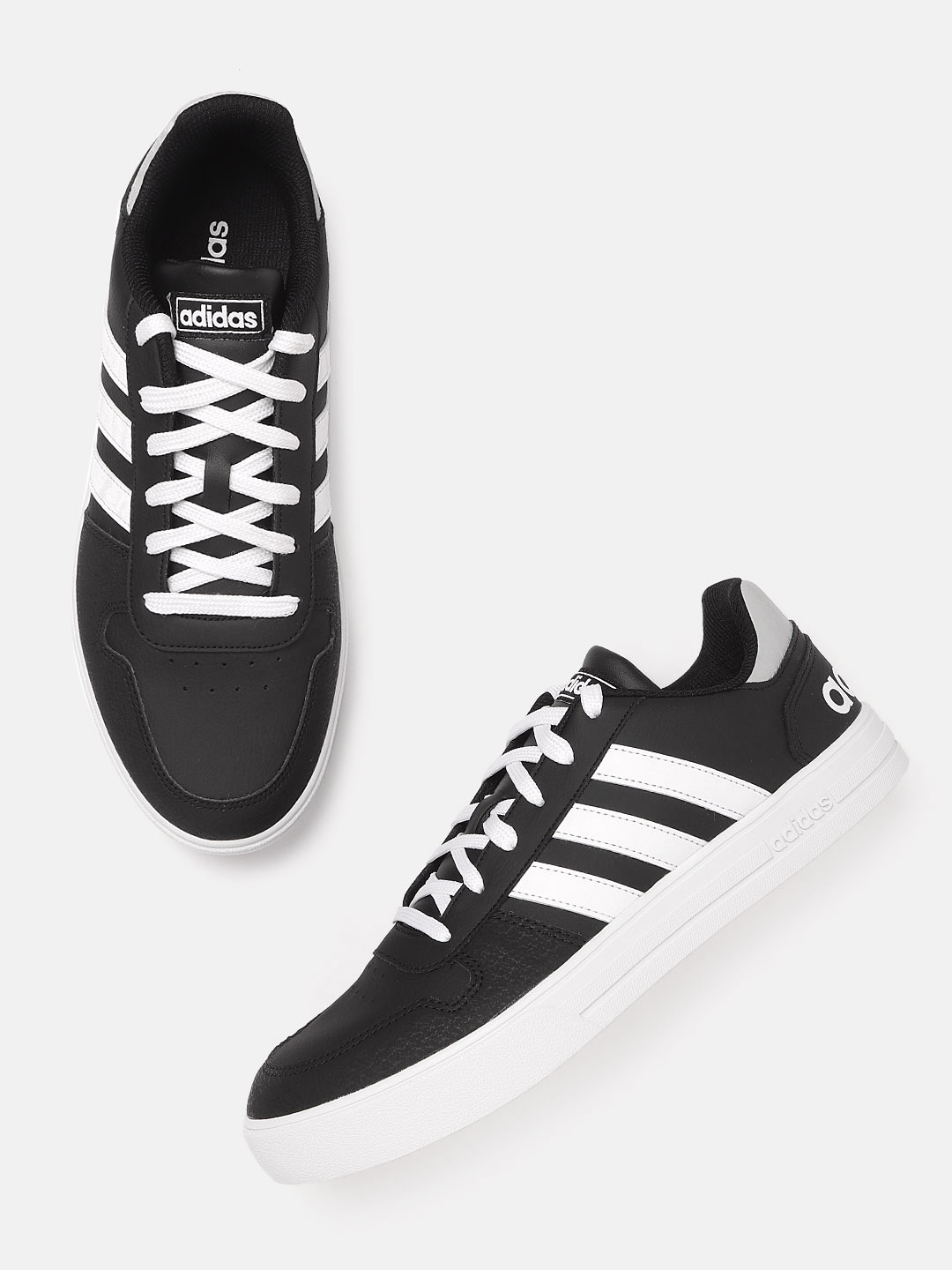 

ADIDAS Men Black & White Solid ADISET 1.0 Running Shoes with Perforated Detail
