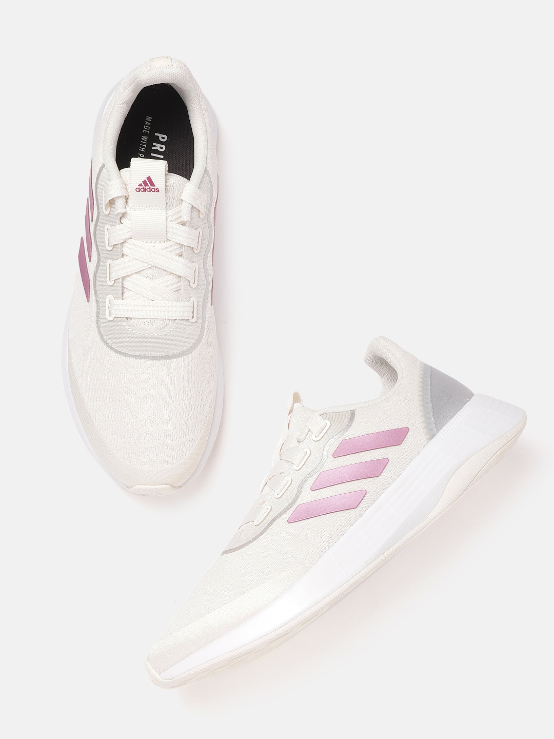 

ADIDAS Women Off-White Woven Design QT Racer Sport Running Shoes