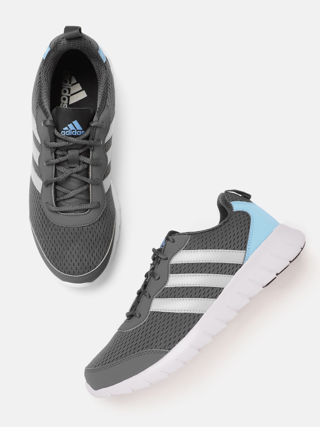 

ADIDAS Men Charcoal Grey & Blue Woven Design Uiflow Running Shoes