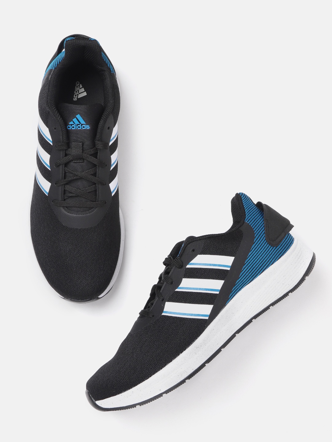 

ADIDAS Men Black & Blue Racardi Woven Design Running Shoes