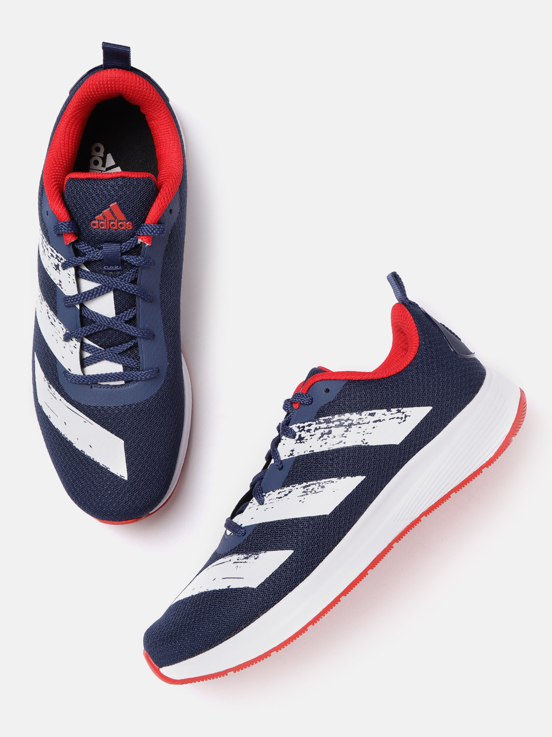 

ADIDAS Men Navy Blue & White Woven Design Sturds Running Shoes