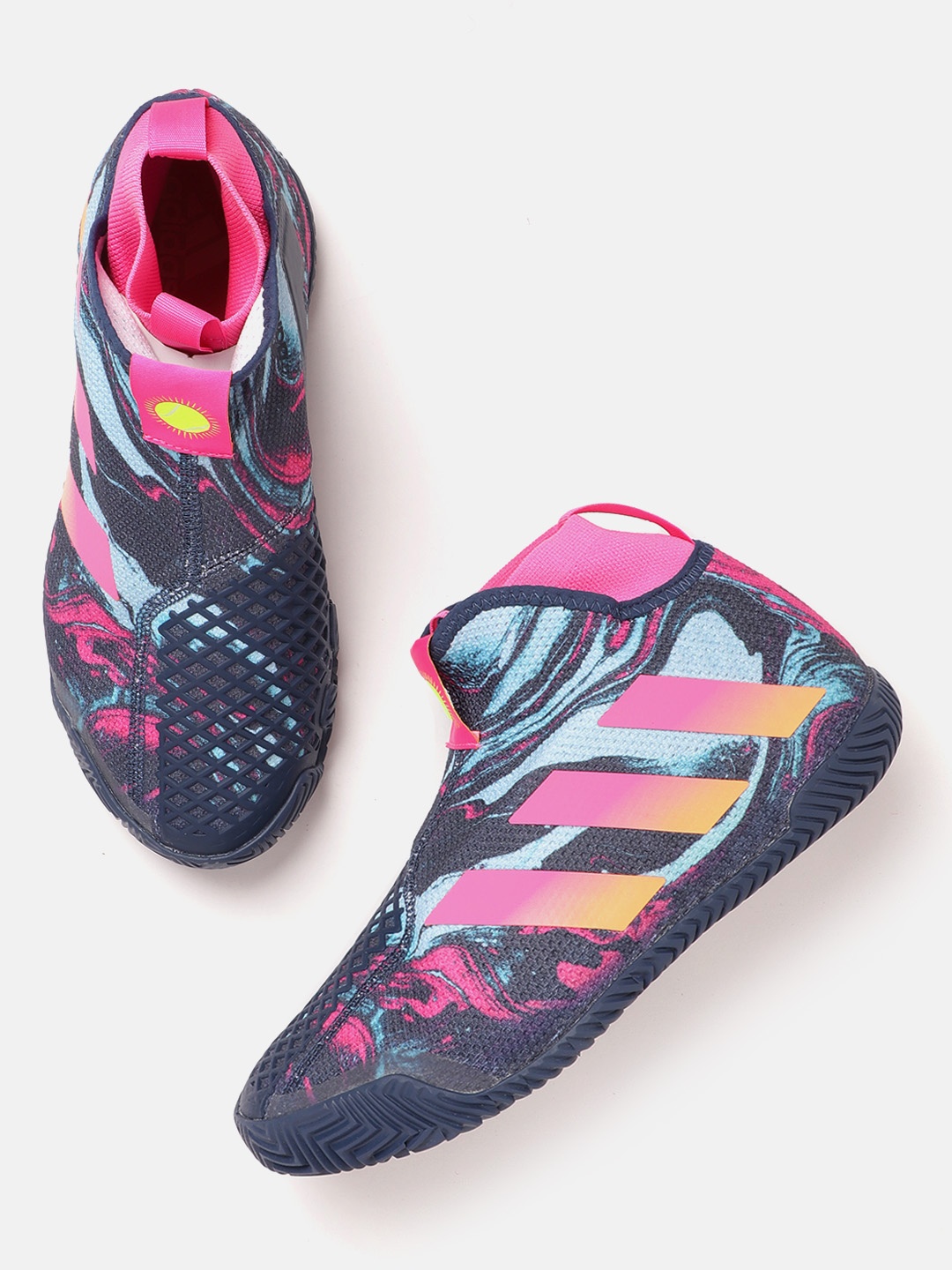 

ADIDAS Men Blue & Pink Woven Design Stycon Primegreen Tennis Shoes