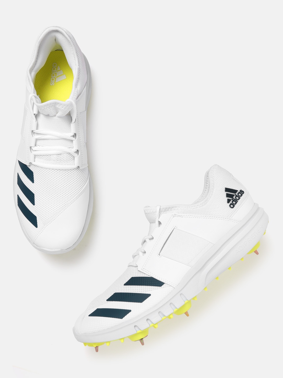 

ADIDAS Men White & Green Howzat Spike 20 Mesh Design Cricket Shoes