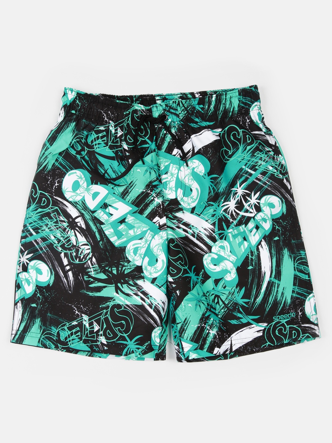 

Speedo Boys Black & Teal Green Printed Beach Shorts