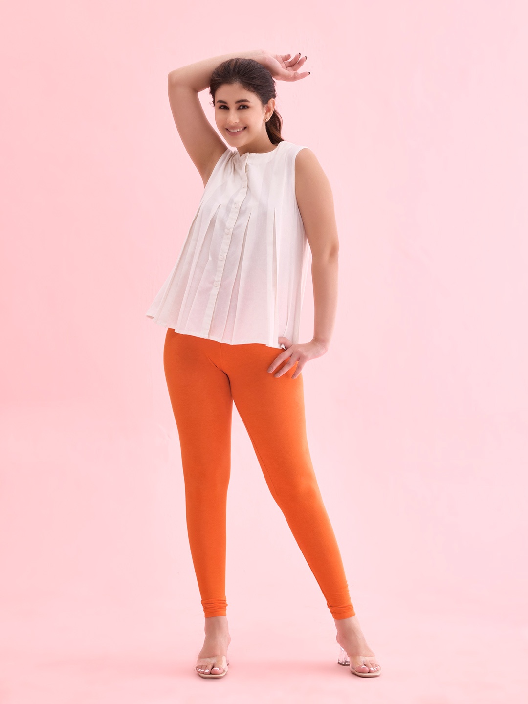 

Go Colors Women Orange Solid Ankle Length Slim Fit Leggings