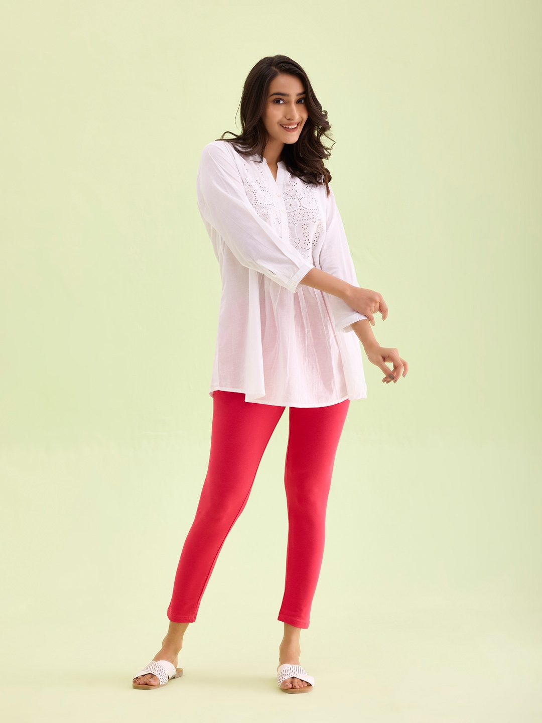 Go Colors Women Pink Solid Ankle-Length Leggings