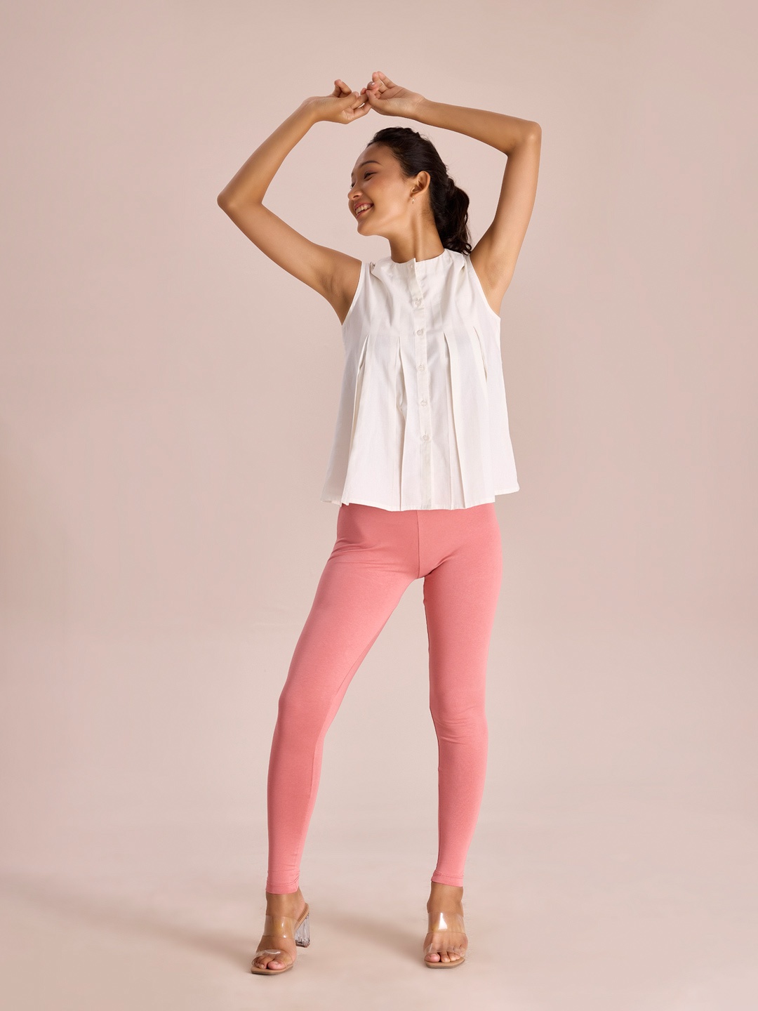 

Go Colors Women Pink Solid Ankle-Length Leggings