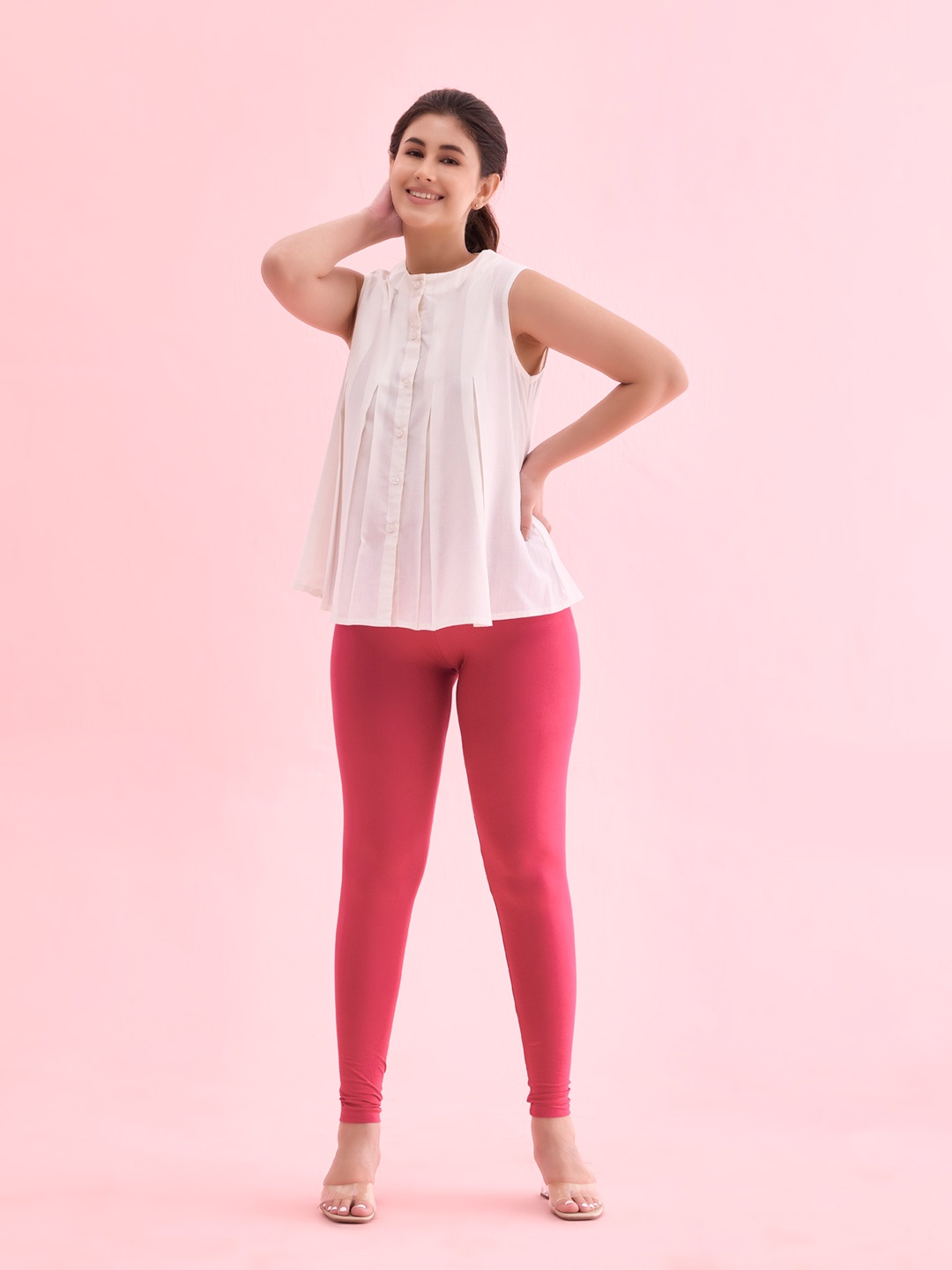 

Go Colors Women Pink Solid Slim-Fit Ankle-Length Leggings