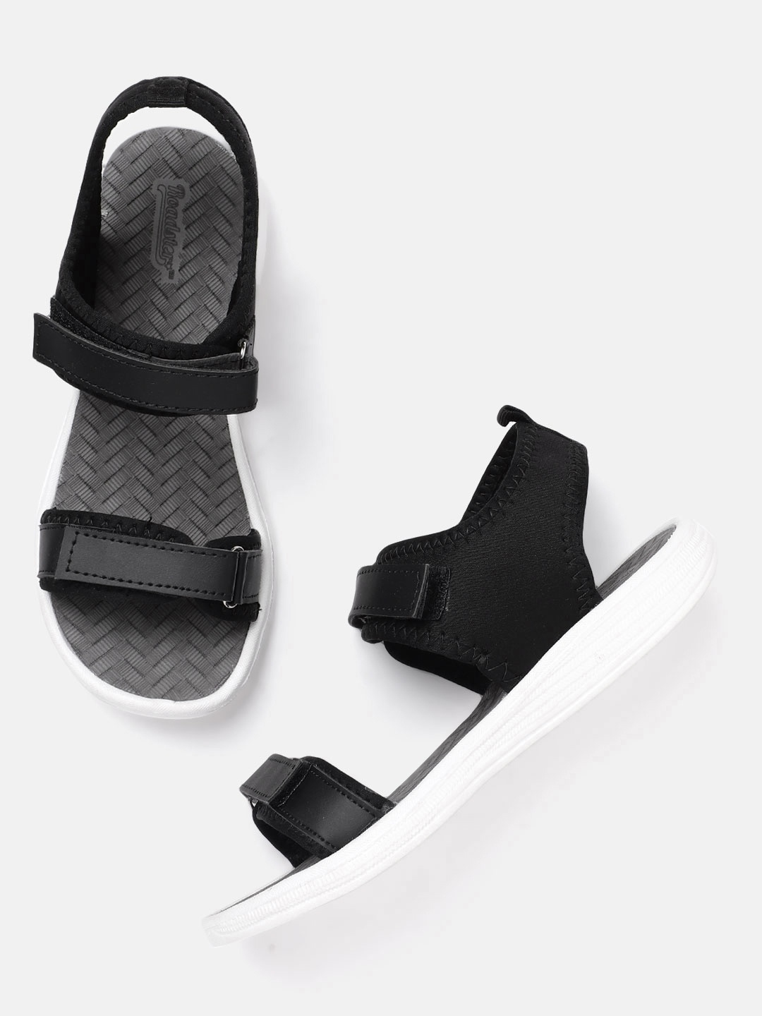 

The Roadster Lifestyle Co Women Black Solid Sports Sandals